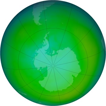 Antarctic ozone map for 1982-01